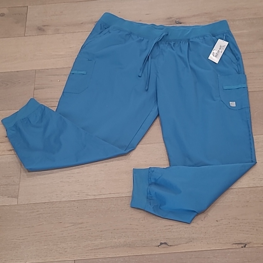 NWT Butter-soft Scrub Pants Women's sz 2XL Blue 5 Pocket Cargo Scrub Pants